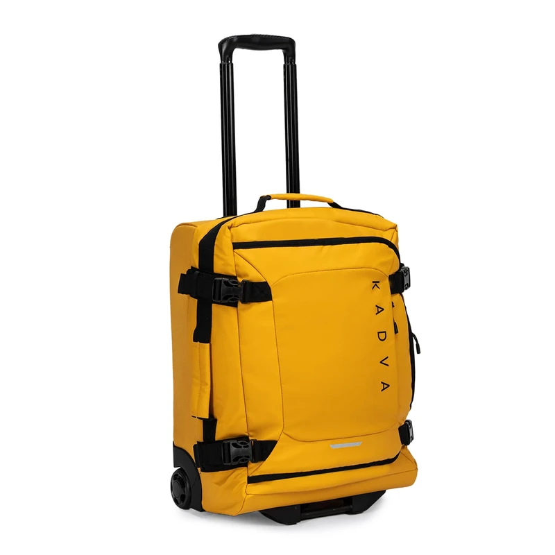 KADVA Lazio Travel Suitcase on Wheels, 42-102 Litre Cabin Luggage, Hand Luggage, Soft Shell with 2 Wheels, Telescopic Frame, Yellow, 44 L, Suitcase