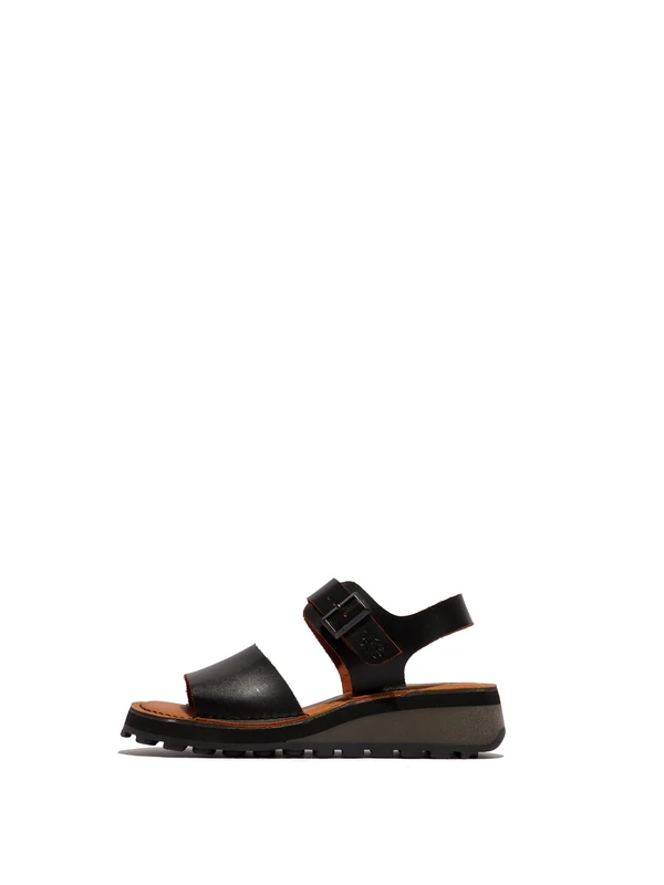 Fly London HOIK557FLU Women's Sandal, Black/orange