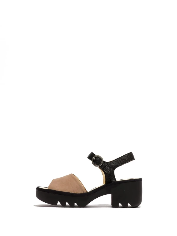 Fly London TULL503FLY Women's Sandal, Taupe/black