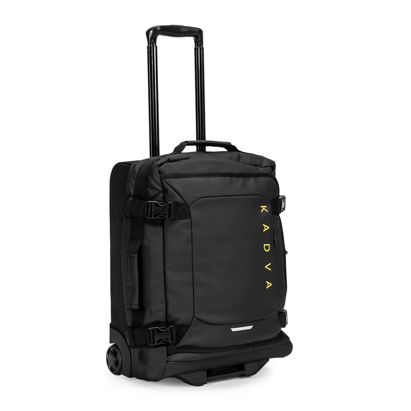 KADVA Lazio Travel Suitcase on Wheels, 42-102 Litre Cabin Luggage, Hand Luggage, Soft Shell with 2 Wheels, Telescopic Frame, Black, 44 L, Suitcase