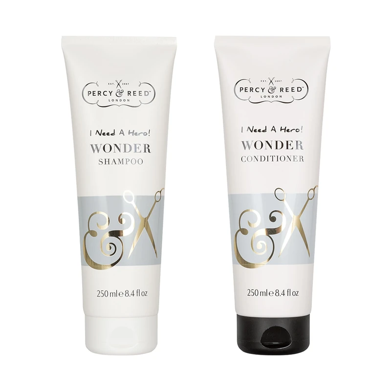 Percy & Reed I Need A Hero! Wonder Shampoo & Conditioner Duo - Repairs Split-Ends, Deeply Nourishes Dry & Damaged Hair, Reduces Breakage, UV Protection, Paraben-Free, Sulphate-Free, Vegan- 250ml Each