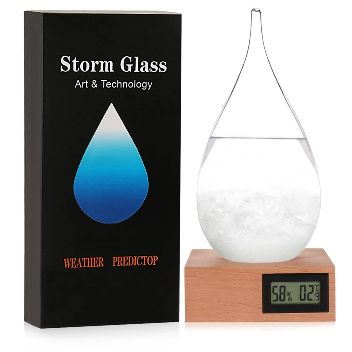 Storm Glass Weather Forecaster, Drop-Shaped Weather Forecast Bottle Home Office Desktop Decoration Weather Station, Unique Fashion Creative Christmas Decoration Gifts