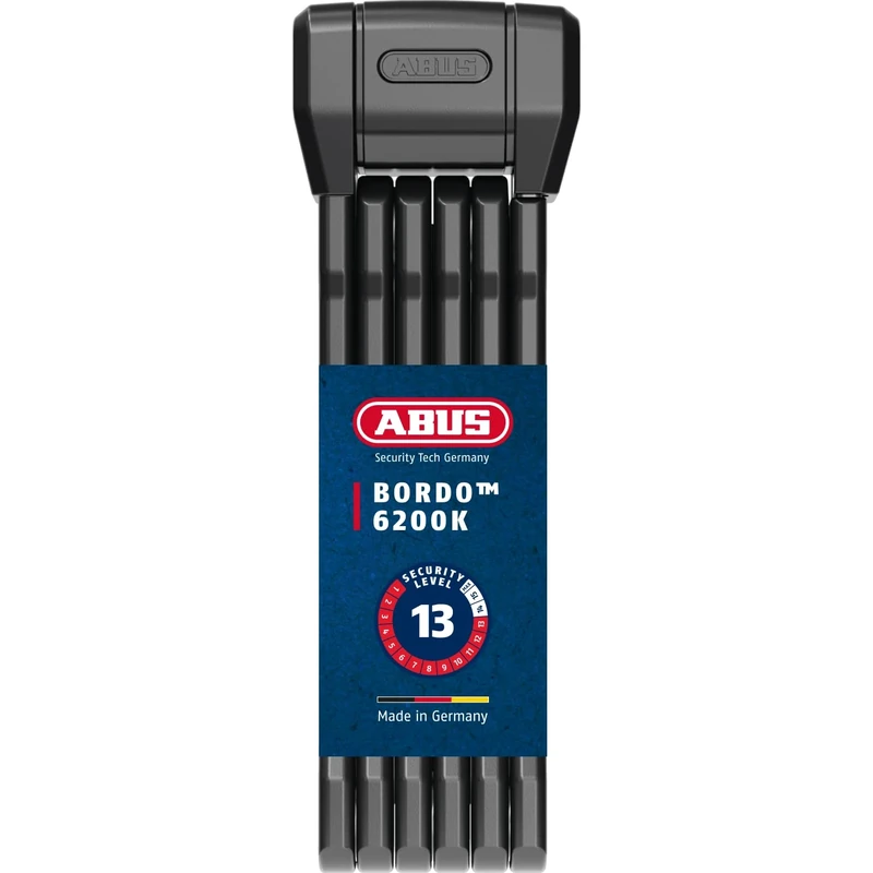ABUS Folding Lock Bordo 6200K 90 SH - Flexible Bicycle Lock with Bracket - Lock Body can be rotated by 360 Degrees - Safety Thanks to Hardened Steel and XPlus Cylinder - 94 cm, Black