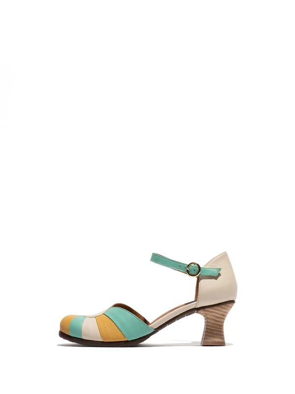 Fly London BESH087FLY Women's Shoes, Offwhite/Spearmint/Bumblebee