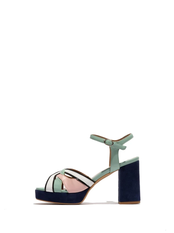 Fly London EZUI240FLY Women's Sandal, Spearmint/pale pink/black/white
