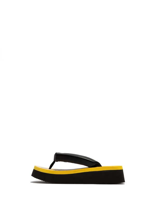 Fly London Women's COLY287FLY Sandal, Black/Yellow, 5 UK
