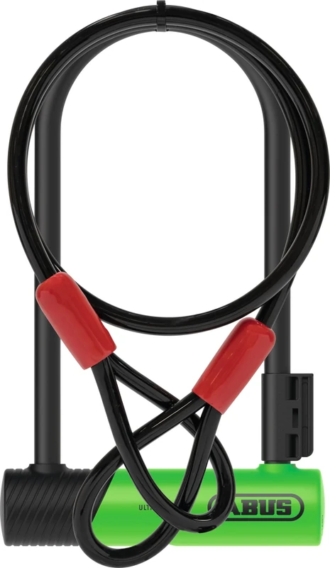 ABUS U-Lock 410K Ultra for Bicycles and E-Scooter - Handy and Robust Bicycle Lock with Practical Holder for Transport - Bicycle Accessories - Version 150HB230, Green + Cobra 10/120