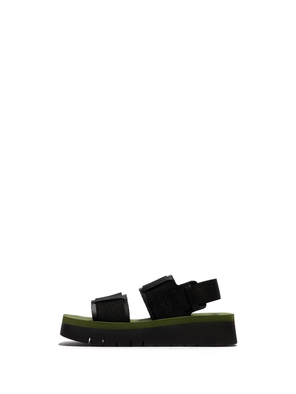 Fly London Women's SORU277FLY Sandal, Black/Black/Army Green, 2 UK - Image 1