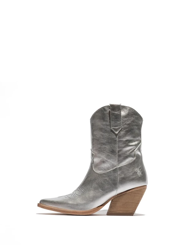 Fly London WOFY093FLY Women's Western Boot, Silver