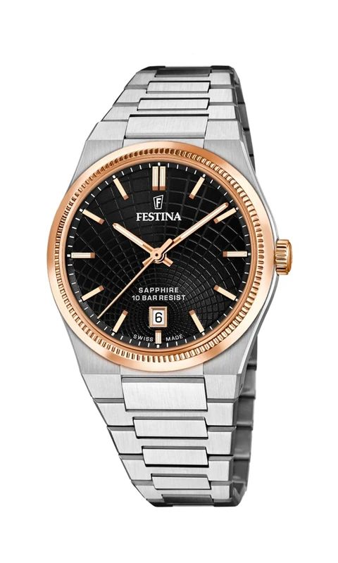 Festina Swiss Made Mens Rose Gold PVD-Plated Steel Watch with Bracelet F20065/4