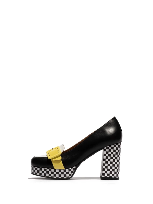Fly London Women's ELLO242FLY Pumps, Black/White/Lemon, 6 UK