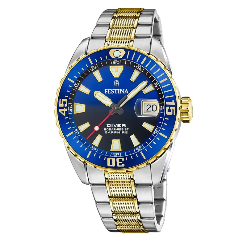 Festina Mens Divers Watch - WR 200M - with Steel Bracelet F20706/1