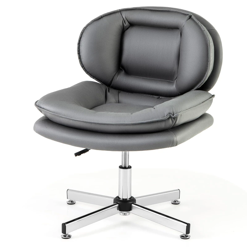 CASART Modern Ergonomic Office Chair, Armless Desk Chair with Adjustable Height & Wide Seat for Home, Bedroom, Study (Grey)