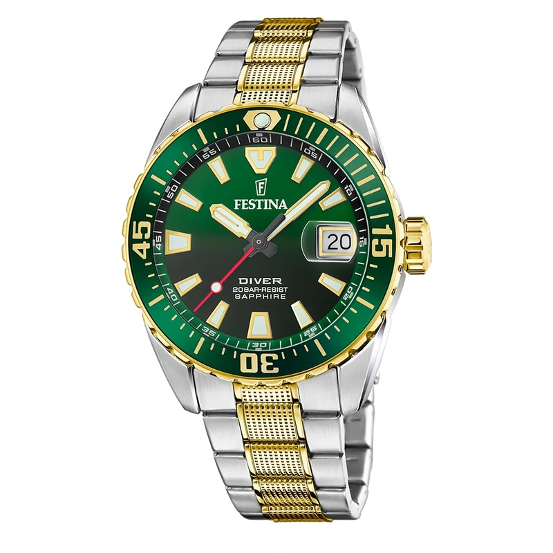 Festina Mens Divers Watch - WR 200M - with Steel Bracelet F20706/2