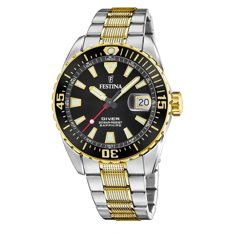 Festina Mens Divers Watch - WR 200M - with Steel Bracelet F20706/3
