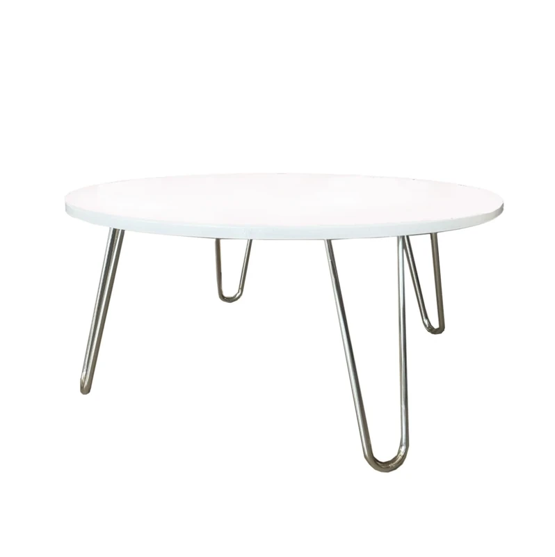 ASPECT Brockton Round Manufactured Wood Coffee Table (White/Chrome, 80 x 80 x 35 cm)
