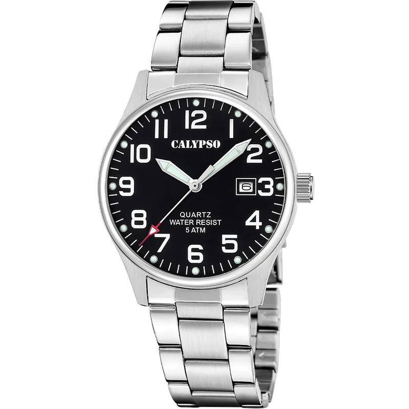 Calypso Mens Stainless Steel Watch with Steel Bracelet K5860/4