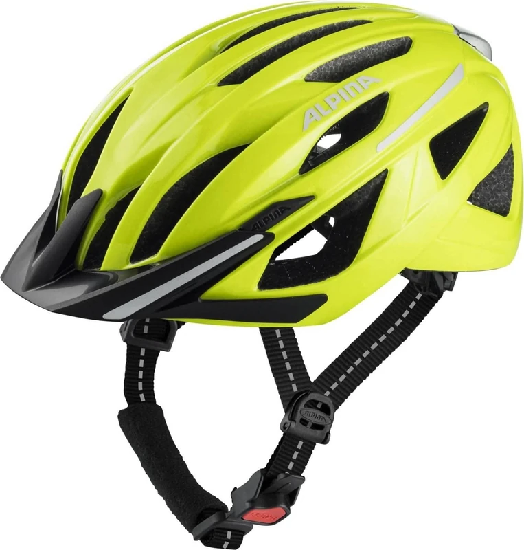ALPINA HAGA, be visible gloss, 55-59 cm, bike helmet for men and women, high level of safety & comfort with Ergo Flex and integrated light
