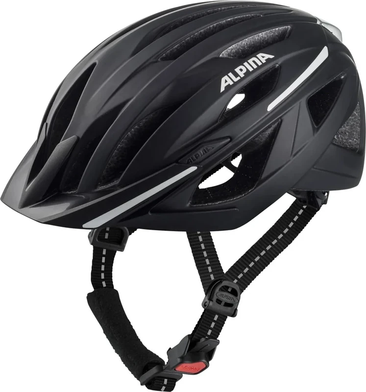 ALPINA HAGA, black matt, 58-63 cm, bike helmet for men and women, high level of safety & comfort with Ergo Flex and integrated light