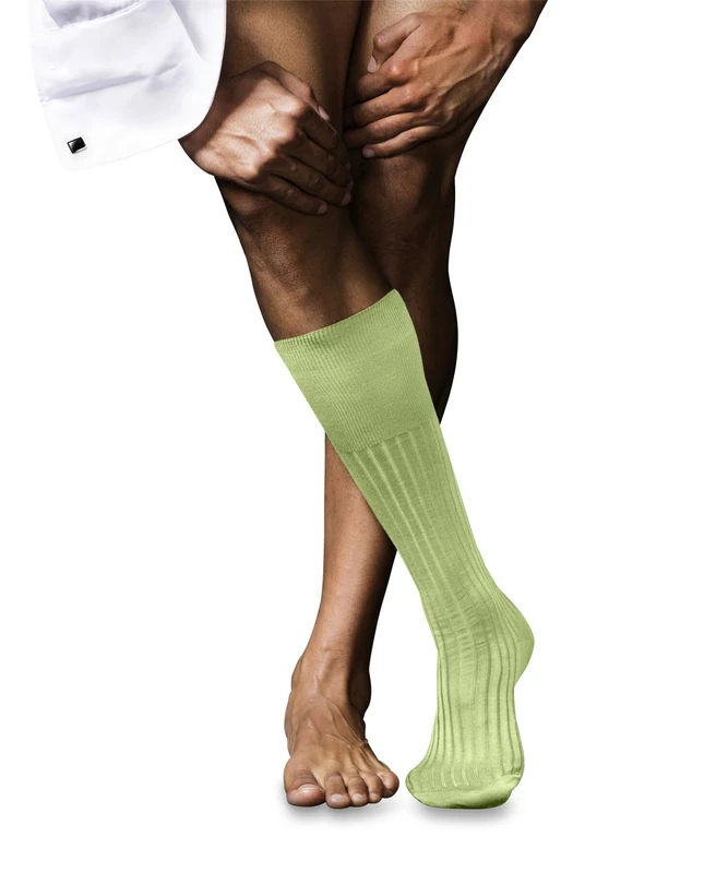 FALKE Men's No. 13 M Kh Cotton Long Plain 1 Pair Knee-High Socks, Green Lemon 7498, 7-8