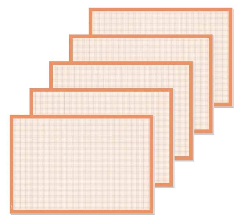 Sigel HO270 Tear Off Paper Desk Pad, Graph Paper, Pack of 5, A2 Size, Orange, 30 Sheets