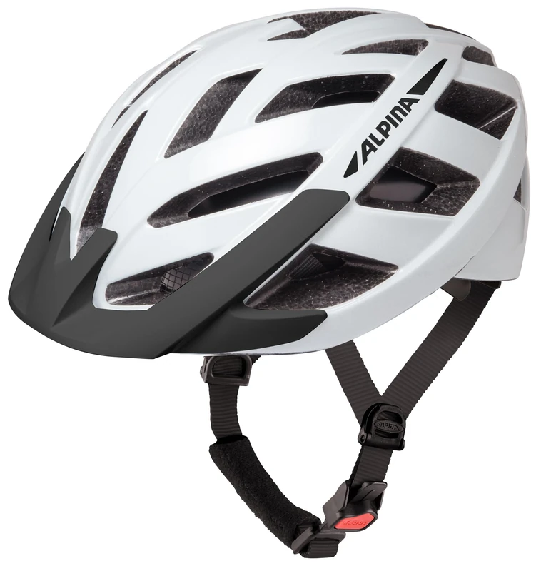 ALPINA PANOMA 3.0, white matt, 56-59 cm, optimally ventilated touring bike helmet with optional LED light for adults