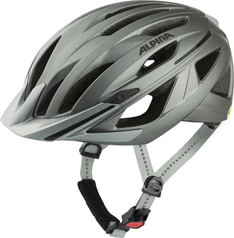 ALPINA GENT MIPS, dark silver matt, 58-63 cm, optimally ventilated touring bike helmet for ideal protection and comfort for adults, visibility thanks to integrated light
