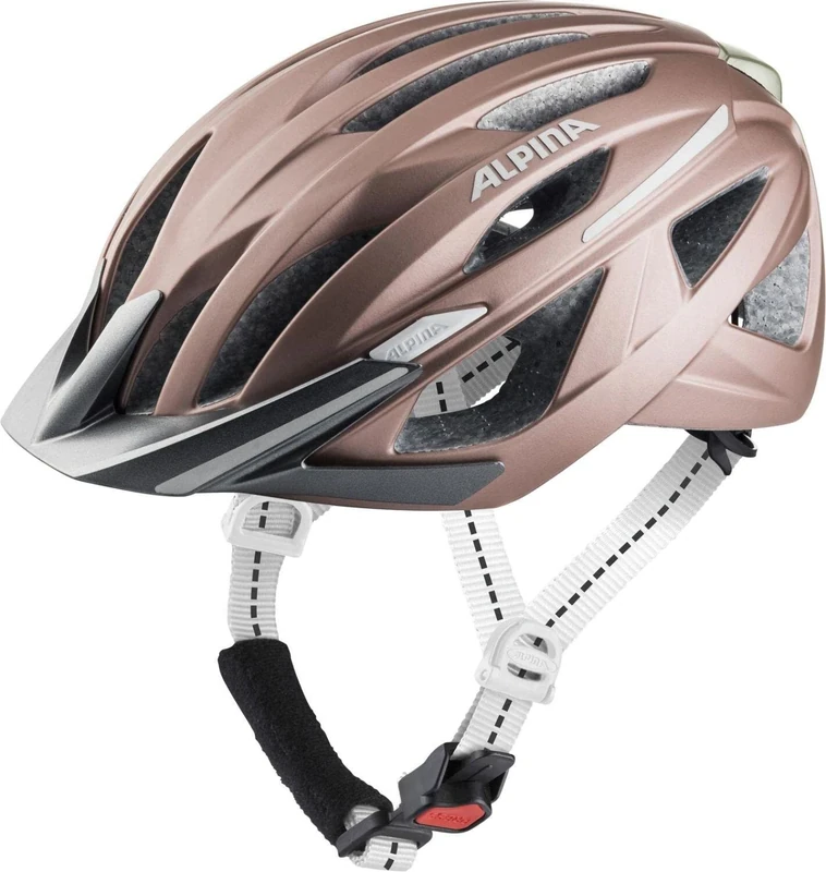 ALPINA HAGA, rose matt, 55-59 cm, bike helmet for men and women, high level of safety & comfort with Ergo Flex and integrated light