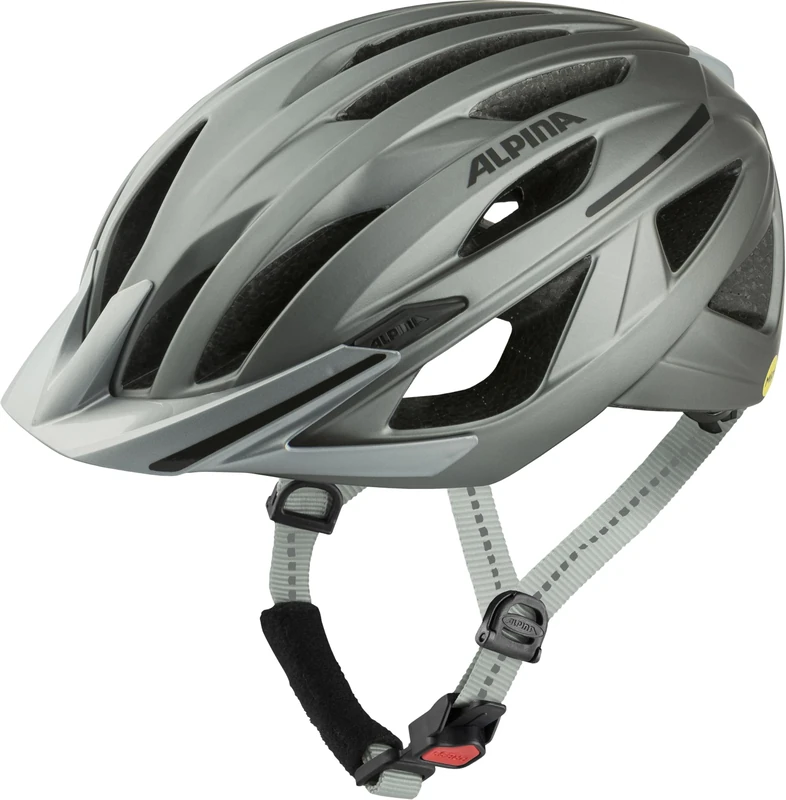 ALPINA GENT MIPS, dark-silver matt, 51-56 cm, optimally ventilated touring bike helmet for ideal protection and comfort for adults, visibility thanks to integrated light