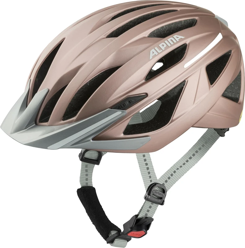 ALPINA GENT MIPS, rose matt, 51-56 cm, optimally ventilated touring bike helmet for ideal protection and comfort for adults, visibility thanks to integrated light