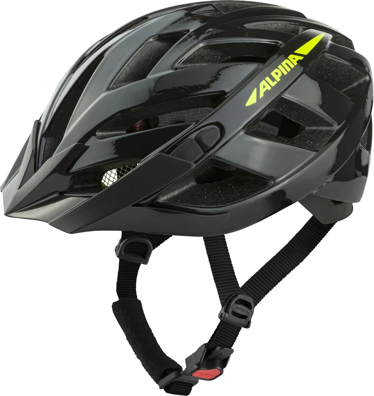 ALPINA PANOMA 3.0, black-neon matt, 52-57 cm, optimally ventilated touring bike helmet with optional LED light for adults
