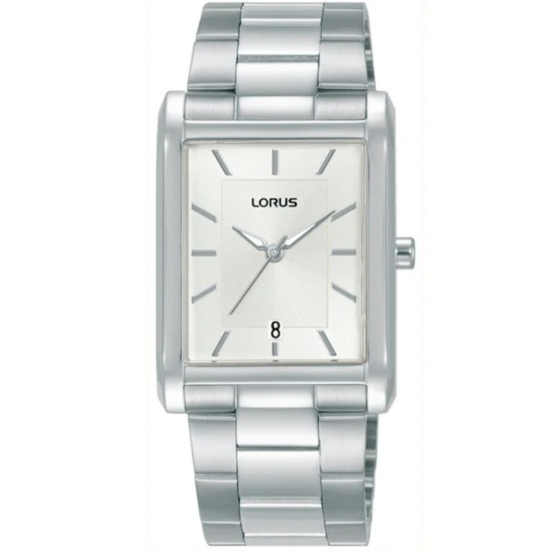 Lorus Men’s Silver-Colour Rectangular Watch RH937RX9