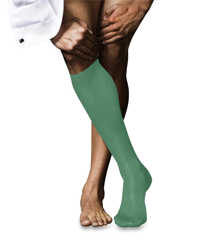FALKE Men's No. 9 M Kh Cotton Long Plain 1 Pair Knee-High Socks, Turquoise Ocean Green 7506, 10-11 - Image 1