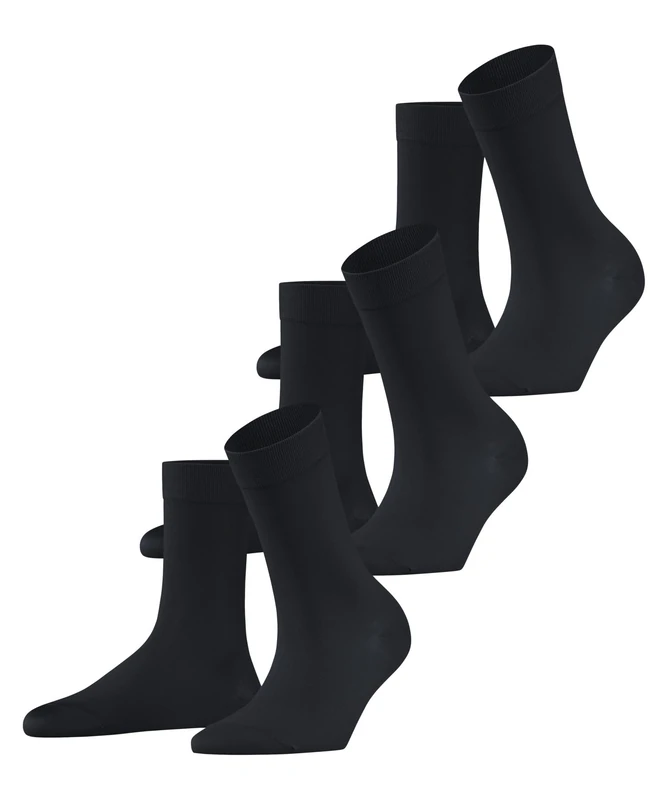 FALKE Women's Cotton Touch Multipack W So Thin Plain 3 Pairs Socks, Grey Graphite 3146, 5.5-8