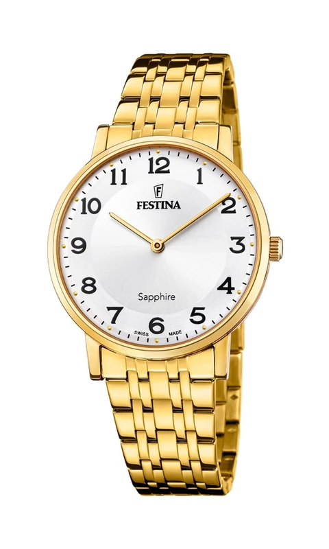 Festina Swiss Made Mens Gold PVD-Plated Steel Watch with Bracelet F20046/1