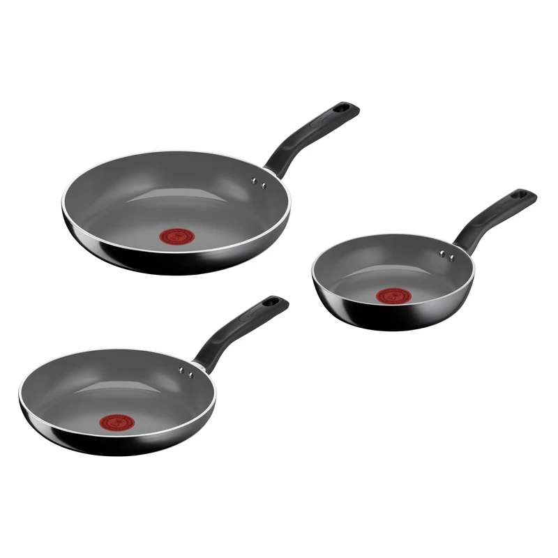 Lagostina Goccia Set of 3 Frying Pans 20/24/28 cm, Non-Stick Ceramic Coating, Optimal Smoothing, Easy Cleaning, Eco-Friendly, Thermo-Signal, Safe, Induction Compatible