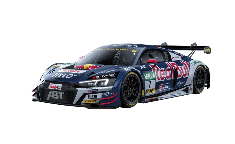 Carrera Evolution 20027801 Audi R8 LMS GT3 Abt Sportsline - Red Bull No7 DTM 2024 I 1:32 Scale Slot Car I With Working Front & Rear Lights I Suitable For Ages 8 Years+