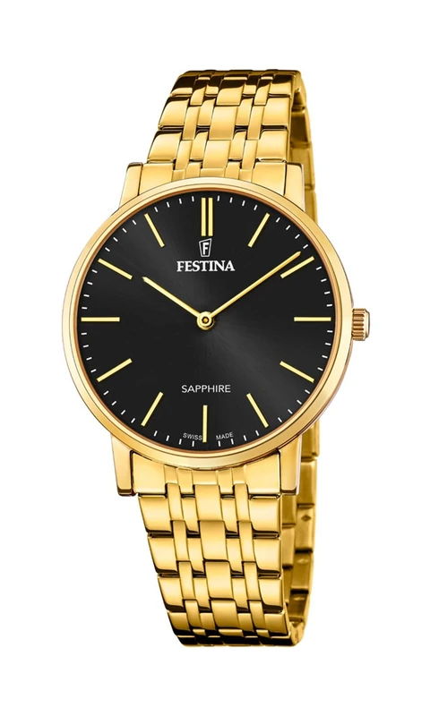 Festina Swiss Made Mens Gold PVD-Plated Steel Watch with Bracelet F20046/5