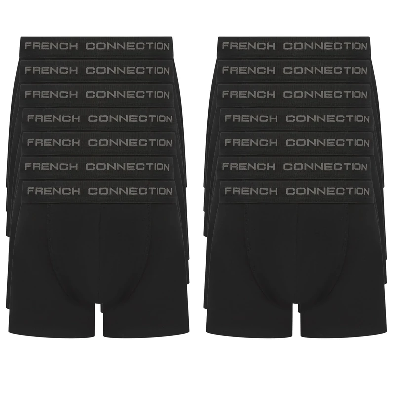 French Connection 'FC3' Mens Multipack Boxer Shorts - Cotton Stretch, 14 Pack, Soft and Breathable Underwear (Small)