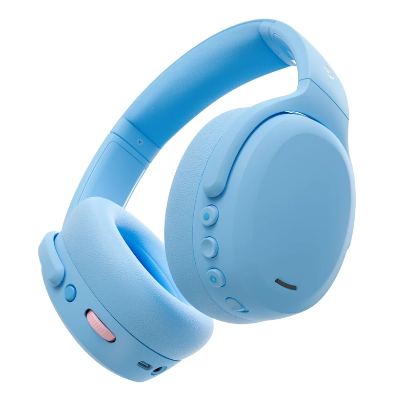 Skullcandy Crusher ANC 2 Wireless Over-Ear Bluetooth Headphones with Multi-Sensory Bass, Active Noise Cancelling, Up to 60 Hours Battery, Microphone for iPhone Android - Preppy Blue