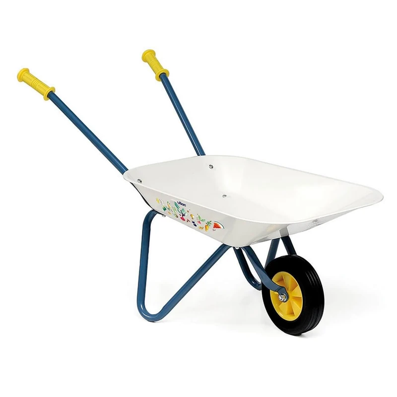 Vilac Little Sturdy Metal Wheelbarrow-Ideal for Transporting Treasures and Helping Gardening. Develops Gross Motor Skills and Autonomy, Multi-Coloured