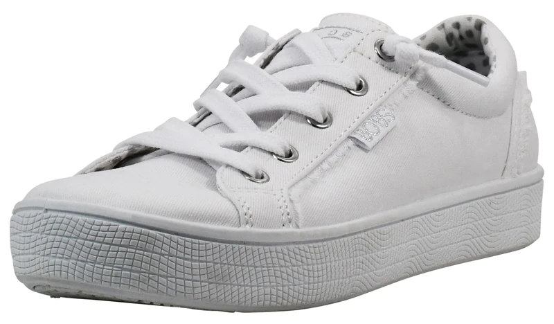 Skechers BOBS Women's B Extra Cute - 2Cute4U Sneaker, White/Silver, 10