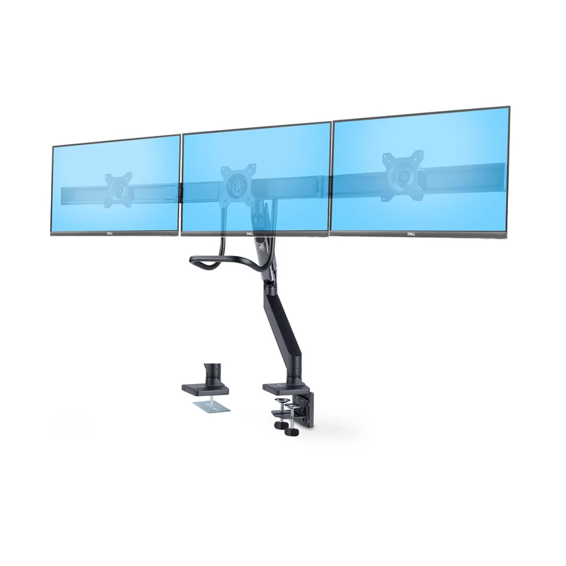 StarTech.com Desk Mount Triple Monitor Arm w/Crossbar For Up To Three 27in Screens, VESA 75x75/100x100, Tool-Less Arm Adjustments