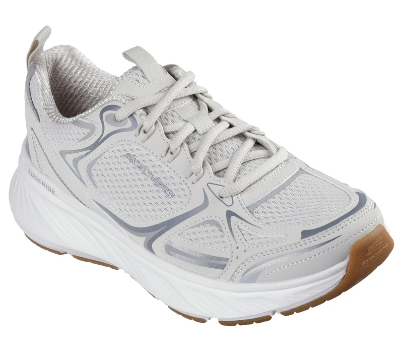 Skechers Women's Edgeride Silver Eclipse Sneaker, Natural Mesh/Duraleather/Trim, 6.5 UK