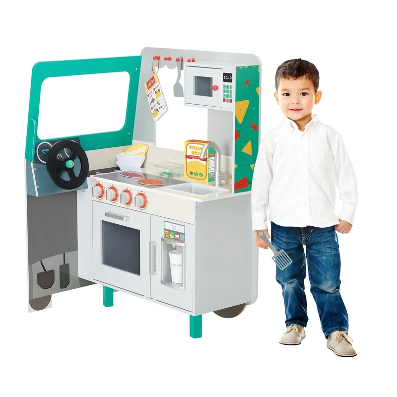 Teamson Kids My Little Helper Kids Play Taco Truck Playset with Accessories, Multicolor