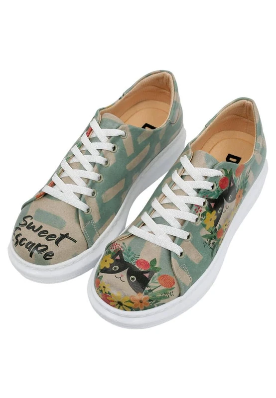 DOGO Women's Vegan Leather Multicolor Sneakers - Sweet Escape Pattern, Multicolored, 7 UK
