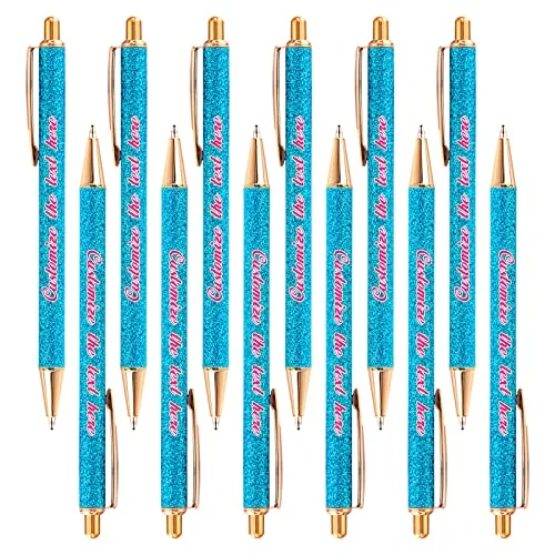 DUOYUN 156 PCS Personalized Creative Gold Powder Push Ballpoint Pen with Name/Text/Logo, Metal Aluminum Rod, Funny Pens for Birthday Christmas Day Teathers Day, Advertising Gift Pen