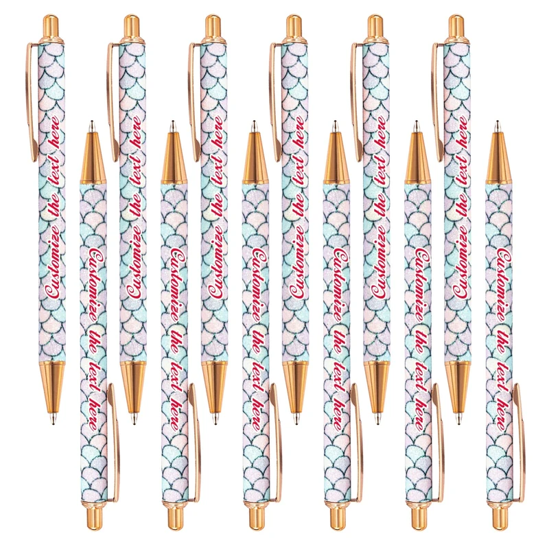 DUOYUN 156 PCS Personalized Creative Gold Powder Push Ballpoint Pen with Name/Text/Logo, Metal Aluminum Rod, Funny Pens for Birthday Christmas Day Teathers Day, Advertising Gift Pen