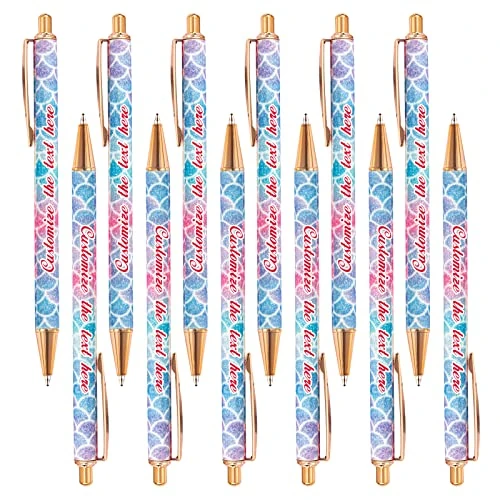 DUOYUN 156 PCS Personalized Creative Gold Powder Push Ballpoint Pen with Name/Text/Logo, Metal Aluminum Rod, Funny Pens for Birthday Christmas Day Teathers Day, Advertising Gift Pen