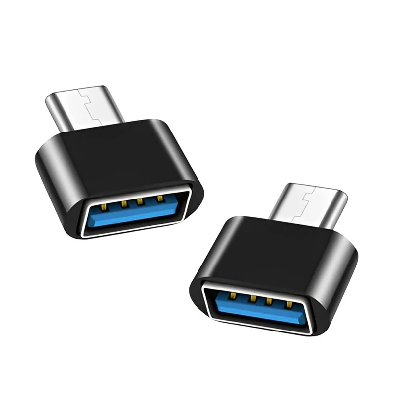 iJiGui USB C to USB Adapter 2 Pack, USB Type-C to USB-A OTG Adapter, USB A Female to USB-C Male Compatible with MacBook Pro 2021, MacBook Air 2020, Samsung Galaxy (Black)